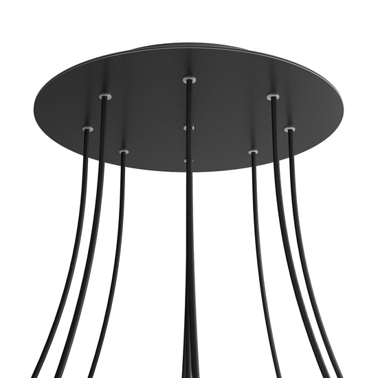 Lampenbaldachin XXL Rose-One rund, 9 Löcher + 4 Seitenlöcher, Ø 40 cm – Schwarz matt, Schwarz