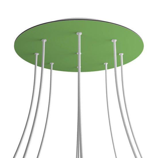 Lampenbaldachin XXL Rose-One rund, 9 Löcher + 4 Seitenlöcher, Ø 40 cm – Wiesengrün, Weiss