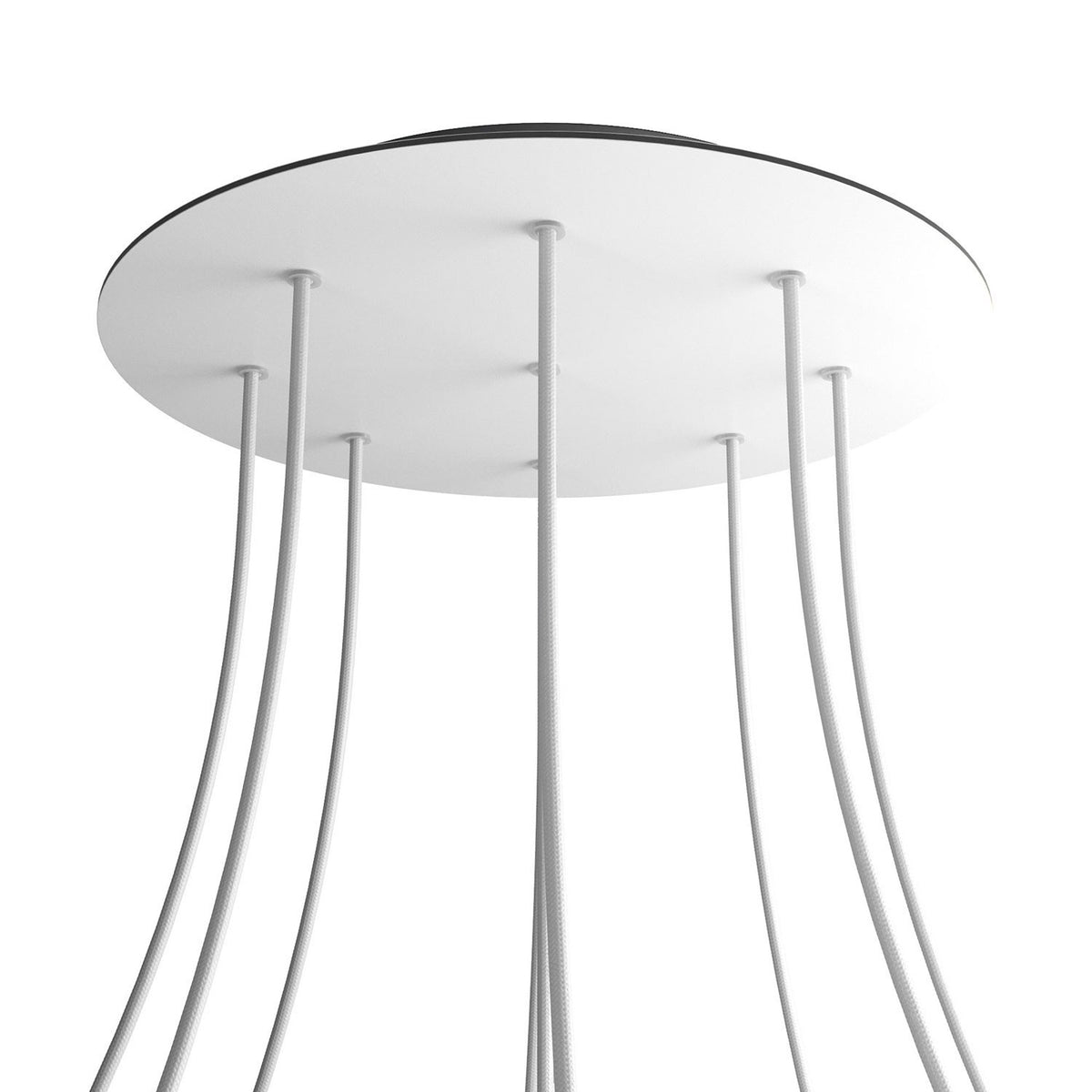 Lampenbaldachin XXL Rose-One rund, 9 Löcher + 4 Seitenlöcher, Ø 40 cm – Weiss matt, Schwarz