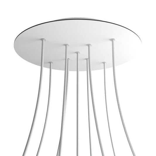 Lampenbaldachin XXL Rose-One rund, 9 Löcher in X-Form + 4 Seitenlöcher, Ø 40 cm – Weiss matt, Weiss