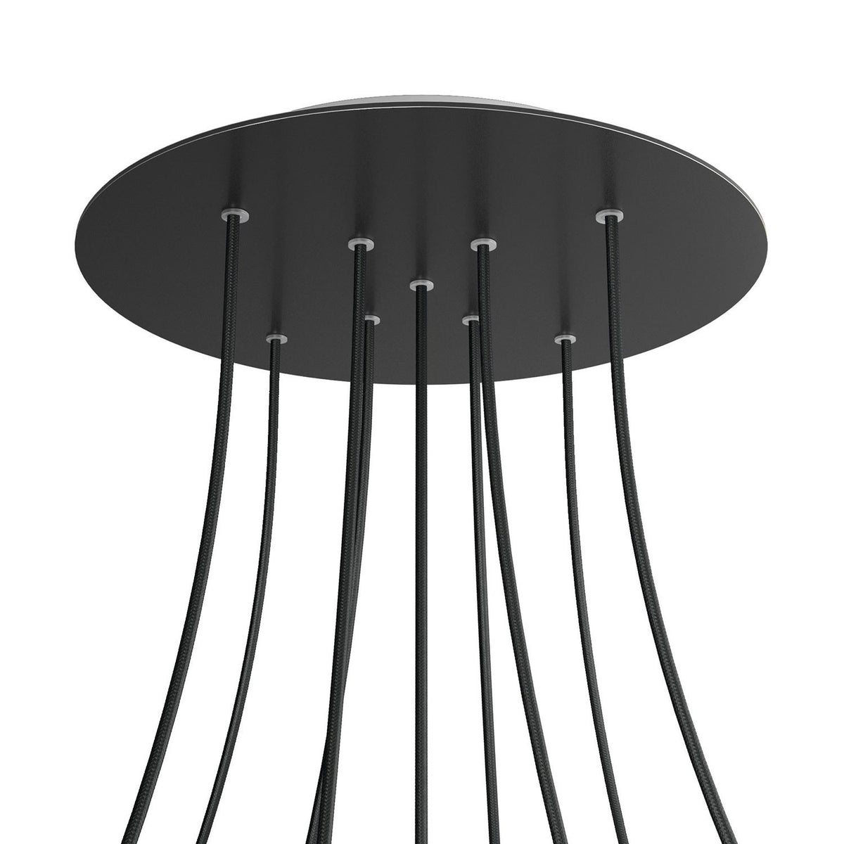 Lampenbaldachin XXL Rose-One rund, 9 Löcher in X-Form + 4 Seitenlöcher, Ø 40 cm – Schwarz matt, Weiss