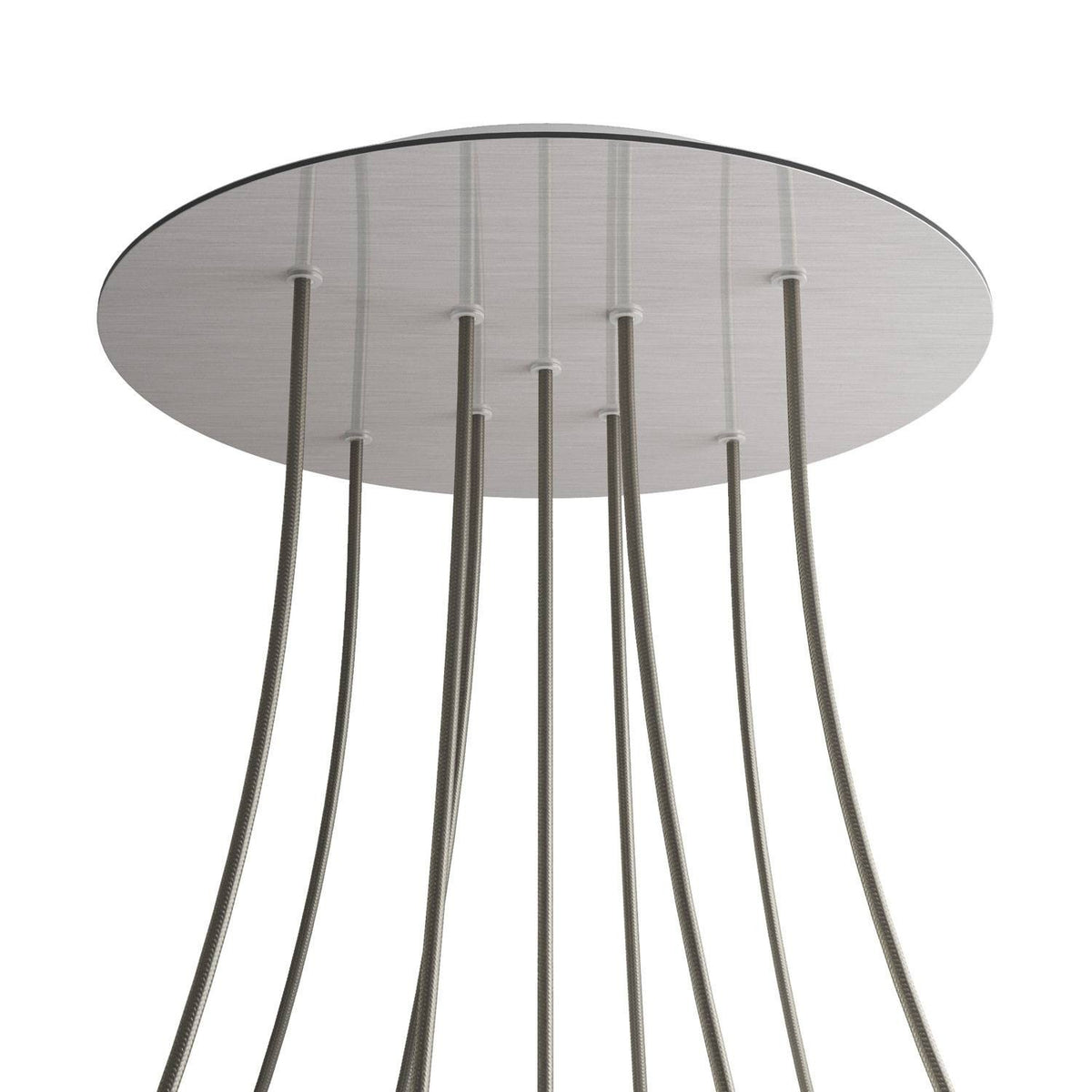 Lampenbaldachin XXL Rose-One rund, 9 Löcher in X-Form + 4 Seitenlöcher, Ø 40 cm – Stahl satiniert, Weiss
