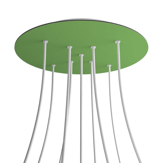 Lampenbaldachin XXL Rose-One rund, 9 Löcher in X-Form + 4 Seitenlöcher, Ø 40 cm – Wiesengrün, Weiss