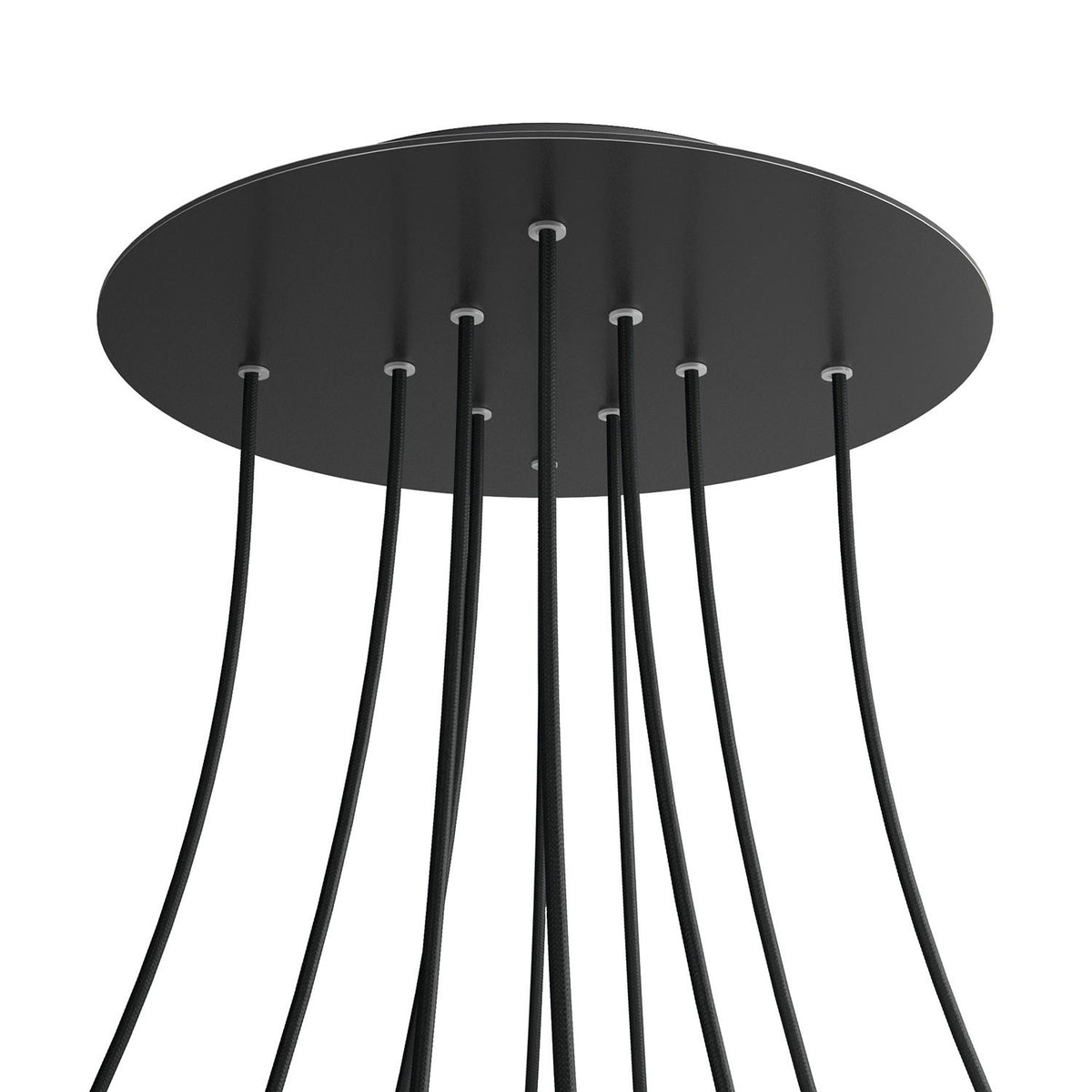 Lampenbaldachin XXL Rose-One rund, 10 Löcher + 4 Seitenlöcher, Ø 40 cm – Schwarz matt, Schwarz