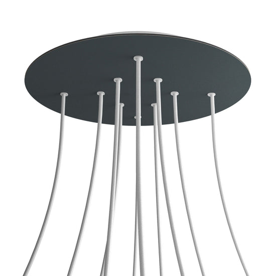 Lampenbaldachin XXL Rose-One rund, 10 Löcher + 4 Seitenlöcher, Ø 40 cm – Anthrazit, Weiss