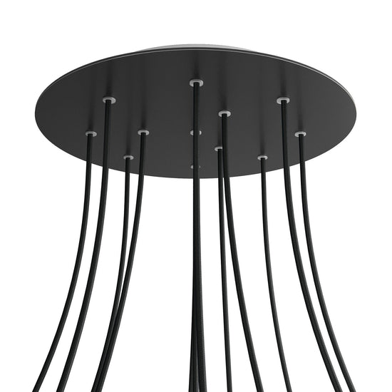 Lampenbaldachin XXL Rose-One rund, 12 Löcher + 4 Seitenlöcher, Ø 40 cm – Schwarz matt, Weiss
