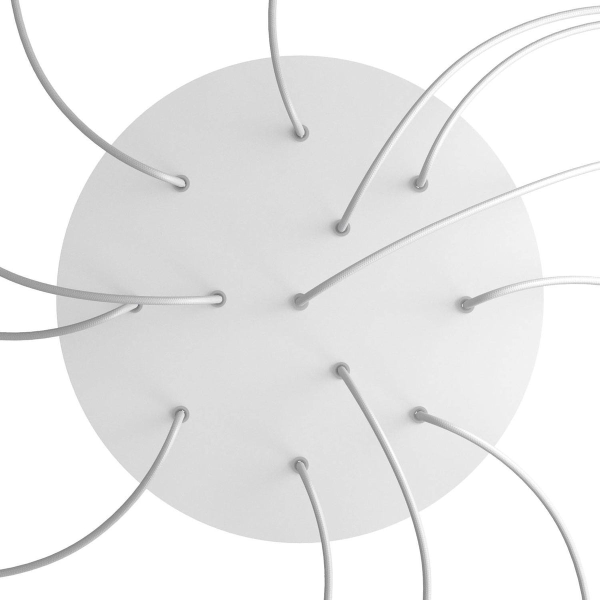 Lampenbaldachin XXL Rose-One rund, 12 Löcher + 4 Seitenlöcher, Ø 40 cm – Weiss matt, Weiss