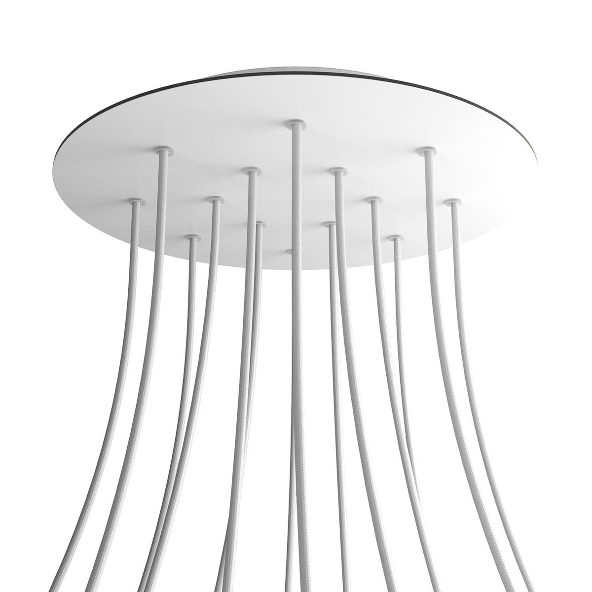 Lampenbaldachin XXL Rose-One rund, 14 Löcher + 4 Seitenlöcher, Ø 40 cm – Weiss matt, Weiss