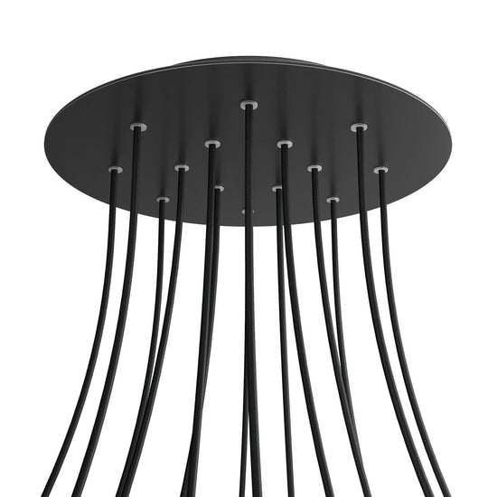 Lampenbaldachin XXL Rose-One rund, 14 Löcher + 4 Seitenlöcher, Ø 40 cm – Schwarz matt, Schwarz