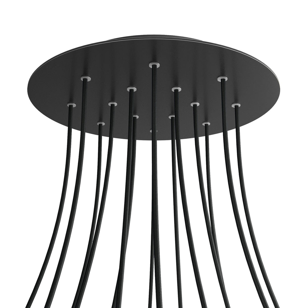 Lampenbaldachin XXL Rose-One rund, 14 Löcher + 4 Seitenlöcher, Ø 40 cm – Schwarz matt, Schwarz
