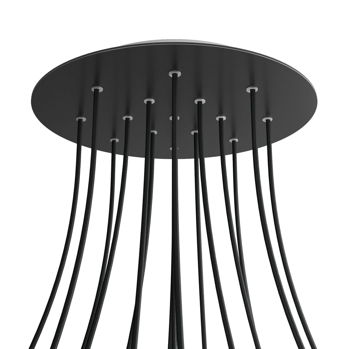 Lampenbaldachin XXL Rose-One rund, 15 Löcher + 4 Seitenlöcher, Ø 40 cm – Schwarz matt, Weiss