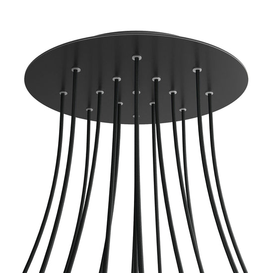Lampenbaldachin XXL Rose-One rund, 15 Löcher + 4 Seitenlöcher, Ø 40 cm – Schwarz matt, Schwarz