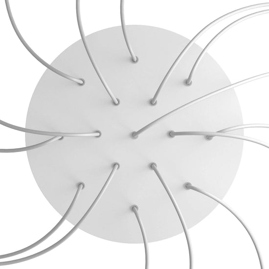 Lampenbaldachin XXL Rose-One rund, 15 Löcher + 4 Seitenlöcher, Ø 40 cm – Weiss matt, Weiss