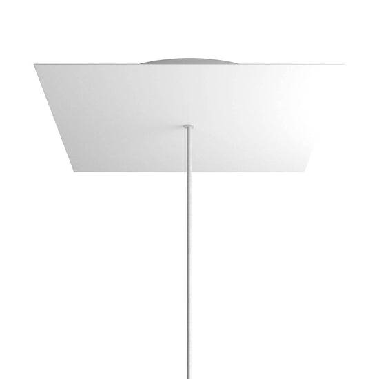 Lampenbaldachin XXL Rose-One quadratisch, 1 Loch + 4 Seitenlöcher, 40 × 40 cm – Weiss matt, Weiss