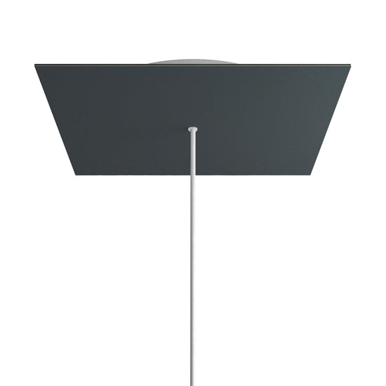 Lampenbaldachin XXL Rose-One quadratisch, 1 Loch + 4 Seitenlöcher, 40 × 40 cm – Anthrazit, Weiss