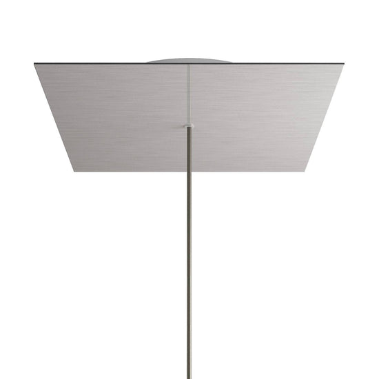 Lampenbaldachin XXL Rose-One quadratisch, 1 Loch + 4 Seitenlöcher, 40 × 40 cm – Stahl satiniert, Weiss
