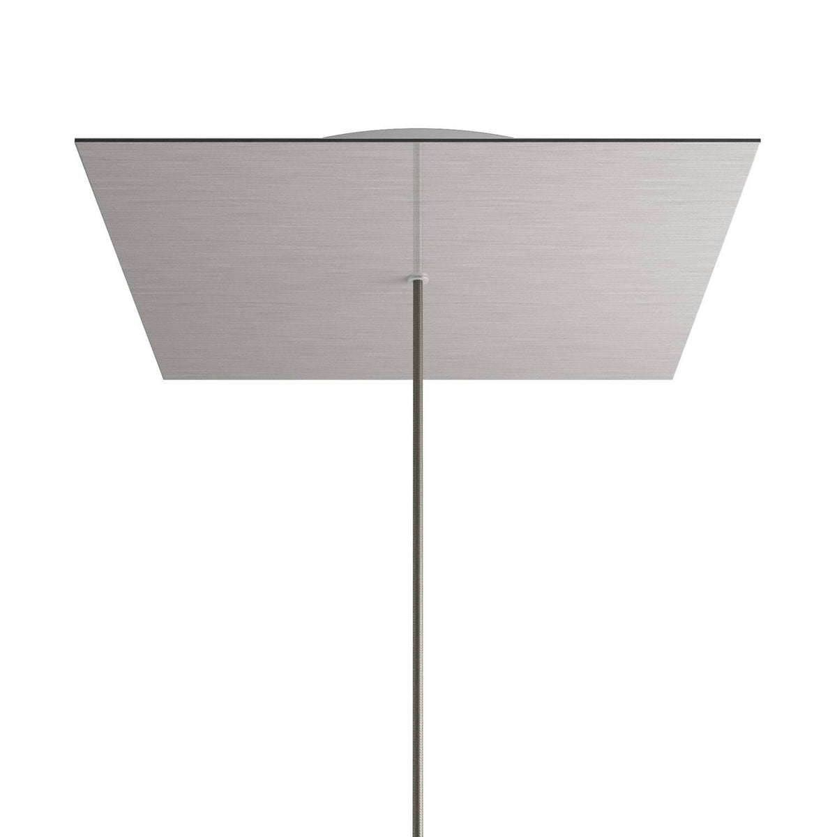 Lampenbaldachin XXL Rose-One quadratisch, 1 Loch + 4 Seitenlöcher, 40 × 40 cm – Stahl satiniert, Weiss