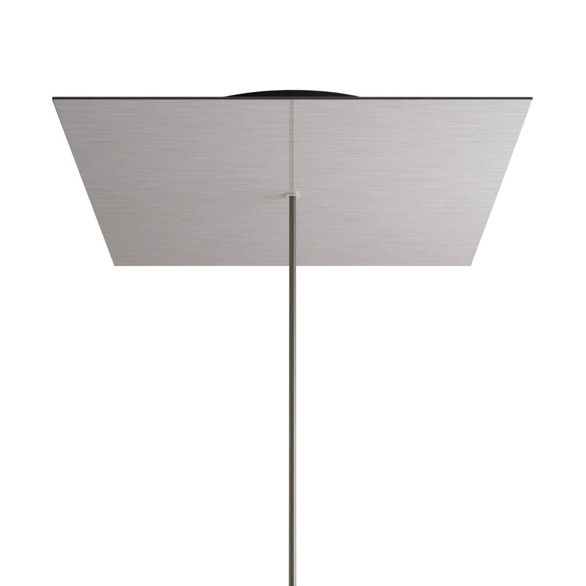 Lampenbaldachin XXL Rose-One quadratisch, 1 Loch + 4 Seitenlöcher, 40 × 40 cm – Stahl satiniert, Schwarz