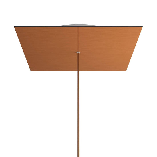 Lampenbaldachin XXL Rose-One quadratisch, 1 Loch + 4 Seitenlöcher, 40 × 40 cm – Kupfer satiniert, Weiss