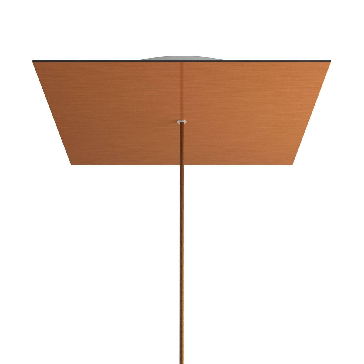 Lampenbaldachin XXL Rose-One quadratisch, 1 Loch + 4 Seitenlöcher, 40 × 40 cm – Kupfer satiniert, Weiss