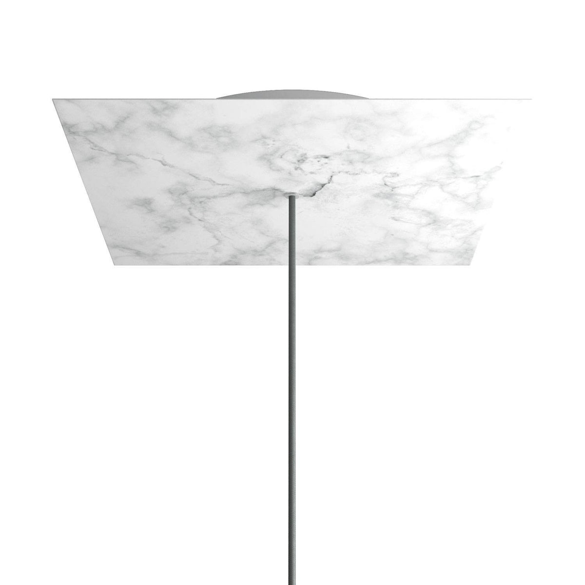 Lampenbaldachin XXL Rose-One quadratisch, 1 Loch + 4 Seitenlöcher, 40 × 40 cm – Marmor-Optik Carrara, Weiss