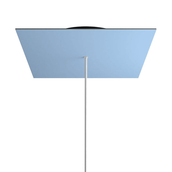 Lampenbaldachin XXL Rose-One quadratisch, 1 Loch + 4 Seitenlöcher, 40 × 40 cm – Puderblau, Schwarz