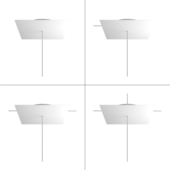 Lampenbaldachin XXL Rose-One quadratisch, 1 Loch + 4 Seitenlöcher, 40 × 40 cm – Weiss matt, Weiss
