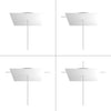 Lampenbaldachin XXL Rose-One quadratisch, 1 Loch + 4 Seitenlöcher, 40 × 40 cm – Weiss matt, Weiss
