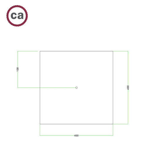 Lampenbaldachin XXL Rose-One quadratisch, 1 Loch + 4 Seitenlöcher, 40 × 40 cm – Weiss matt, Weiss