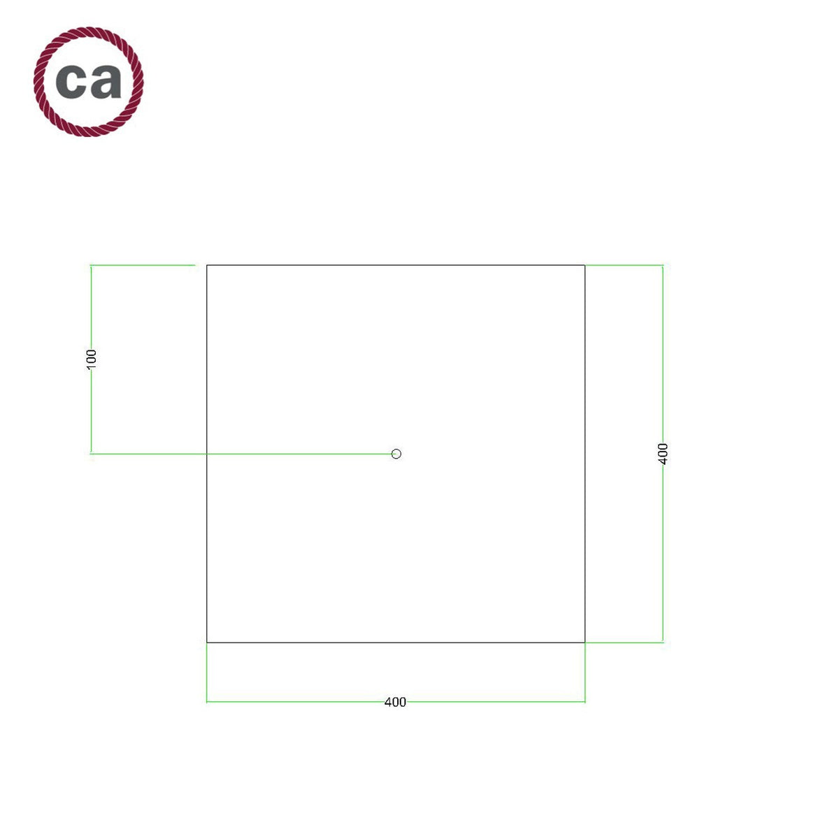 Lampenbaldachin XXL Rose-One quadratisch, 1 Loch + 4 Seitenlöcher, 40 × 40 cm – Weiss matt, Weiss