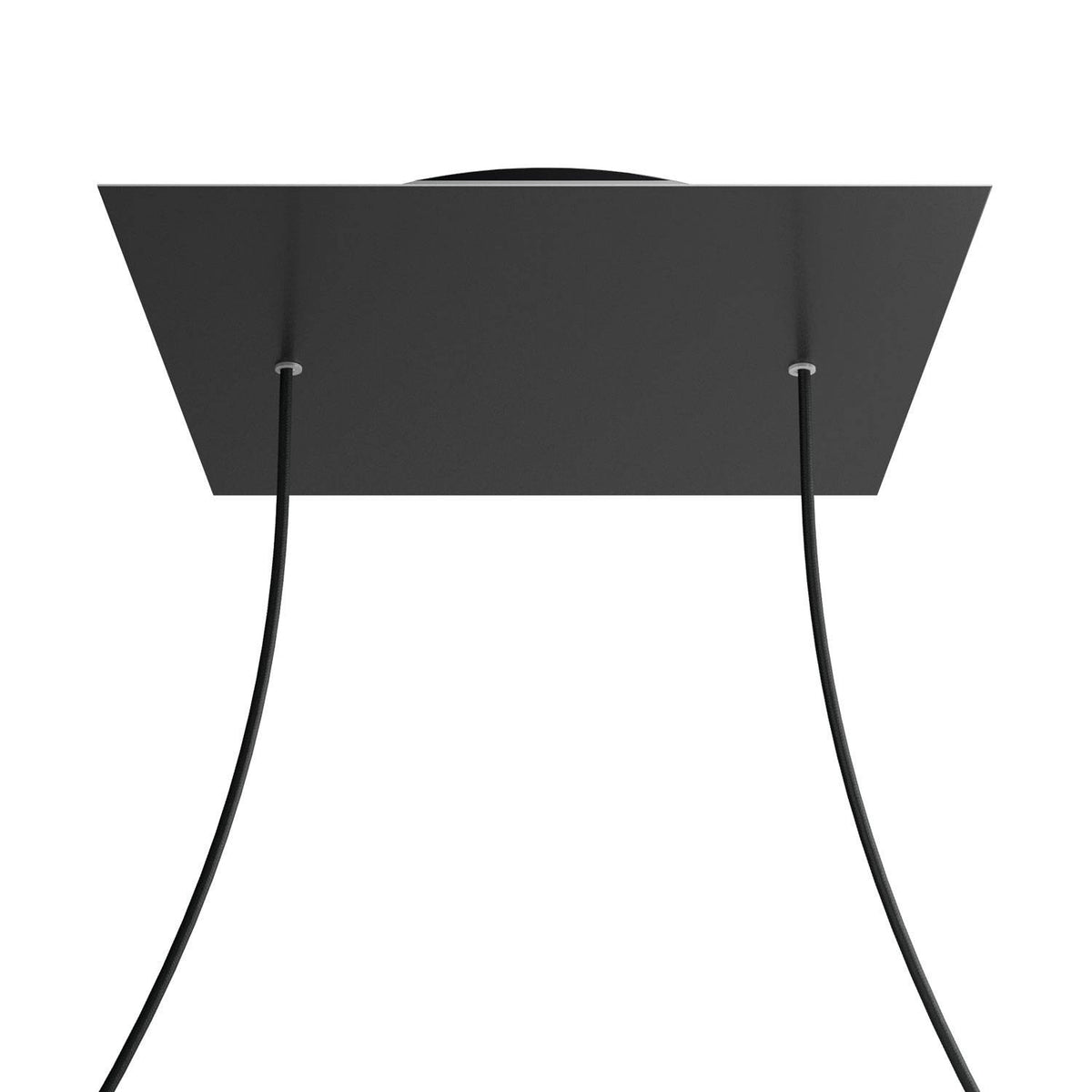 Lampenbaldachin XXL Rose-One quadratisch, 2 Löcher + 4 Seitenlöcher, 40 × 40 cm – Schwarz matt, Schwarz