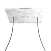 Lampenbaldachin XXL Rose-One quadratisch, 2 Löcher + 4 Seitenlöcher, 40 × 40 cm – Marmor-Optik Carrara, Weiss