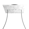 Lampenbaldachin XXL Rose-One quadratisch, 2 Löcher + 4 Seitenlöcher, 40 × 40 cm – Marmor-Optik Carrara, Schwarz