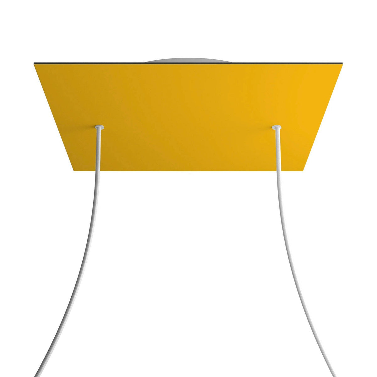 Lampenbaldachin XXL Rose-One quadratisch, 2 Löcher + 4 Seitenlöcher, 40 × 40 cm – Senfgelb, Weiss