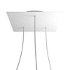 Lampenbaldachin XXL Rose-One quadratisch, 3 Löcher + 4 Seitenlöcher, 40 × 40 cm – Weiss matt, Weiss