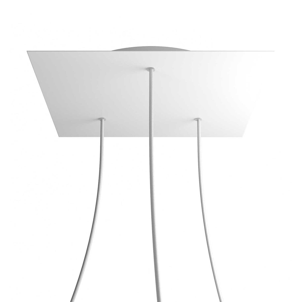 Lampenbaldachin XXL Rose-One quadratisch, 3 Löcher + 4 Seitenlöcher, 40 × 40 cm – Weiss matt, Weiss