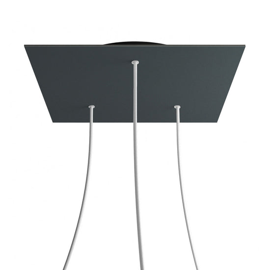 Lampenbaldachin XXL Rose-One quadratisch, 3 Löcher + 4 Seitenlöcher, 40 × 40 cm – Anthrazit, Schwarz
