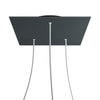 Lampenbaldachin XXL Rose-One quadratisch, 3 Löcher + 4 Seitenlöcher, 40 × 40 cm – Anthrazit, Schwarz
