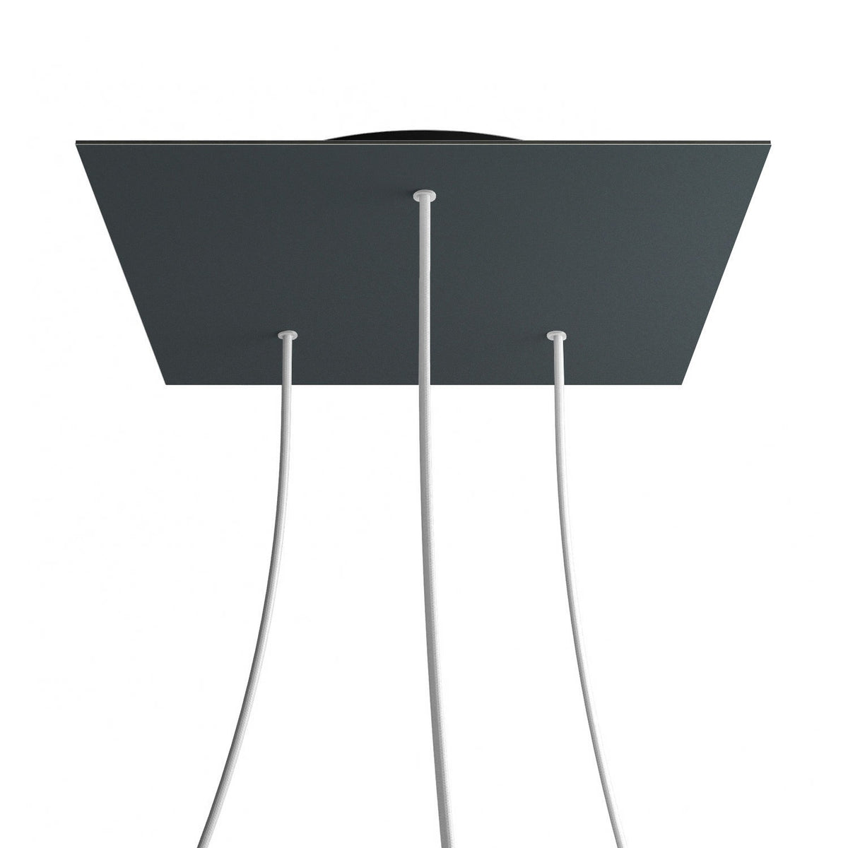 Lampenbaldachin XXL Rose-One quadratisch, 3 Löcher + 4 Seitenlöcher, 40 × 40 cm – Anthrazit, Schwarz