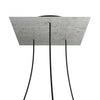 Lampenbaldachin XXL Rose-One quadratisch, 3 Löcher + 4 Seitenlöcher, 40 × 40 cm – Beton-Optik, Schwarz