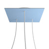 Lampenbaldachin XXL Rose-One quadratisch, 3 Löcher + 4 Seitenlöcher, 40 × 40 cm – Puderblau, Weiss