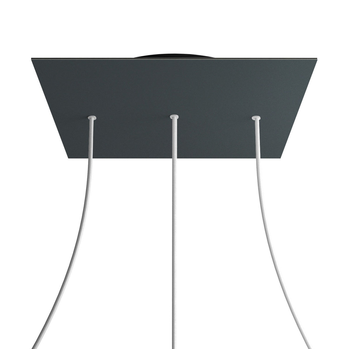 Lampenbaldachin XXL Rose-One quadratisch, 3 Löcher in Linie + 4 Seitenlöcher, 40 × 40 cm – Anthrazit, Schwarz