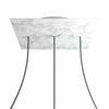 Lampenbaldachin XXL Rose-One quadratisch, 3 Löcher in Linie + 4 Seitenlöcher, 40 × 40 cm – Marmor-Optik Carrara, Weiss