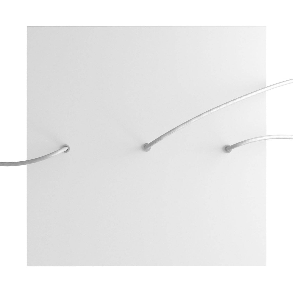 Lampenbaldachin XXL Rose-One quadratisch, 3 Löcher in Linie + 4 Seitenlöcher, 40 × 40 cm – Weiss matt, Weiss