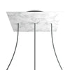 Lampenbaldachin XXL Rose-One quadratisch, 3 Löcher in Linie + 4 Seitenlöcher, 40 × 40 cm – Marmor-Optik Carrara, Schwarz