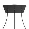 Lampenbaldachin XXL Rose-One quadratisch, 3 Löcher in Linie + 4 Seitenlöcher, 40 × 40 cm – Schwarz matt, Weiss