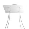 Lampenbaldachin XXL Rose-One quadratisch, 4 Löcher + 4 Seitenlöcher, 40 × 40 cm – Weiss matt, Weiss