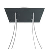 Lampenbaldachin XXL Rose-One quadratisch, 4 Löcher + 4 Seitenlöcher, 40 × 40 cm – Anthrazit, Weiss