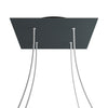 Lampenbaldachin XXL Rose-One quadratisch, 4 Löcher + 4 Seitenlöcher, 40 × 40 cm – Anthrazit, Schwarz