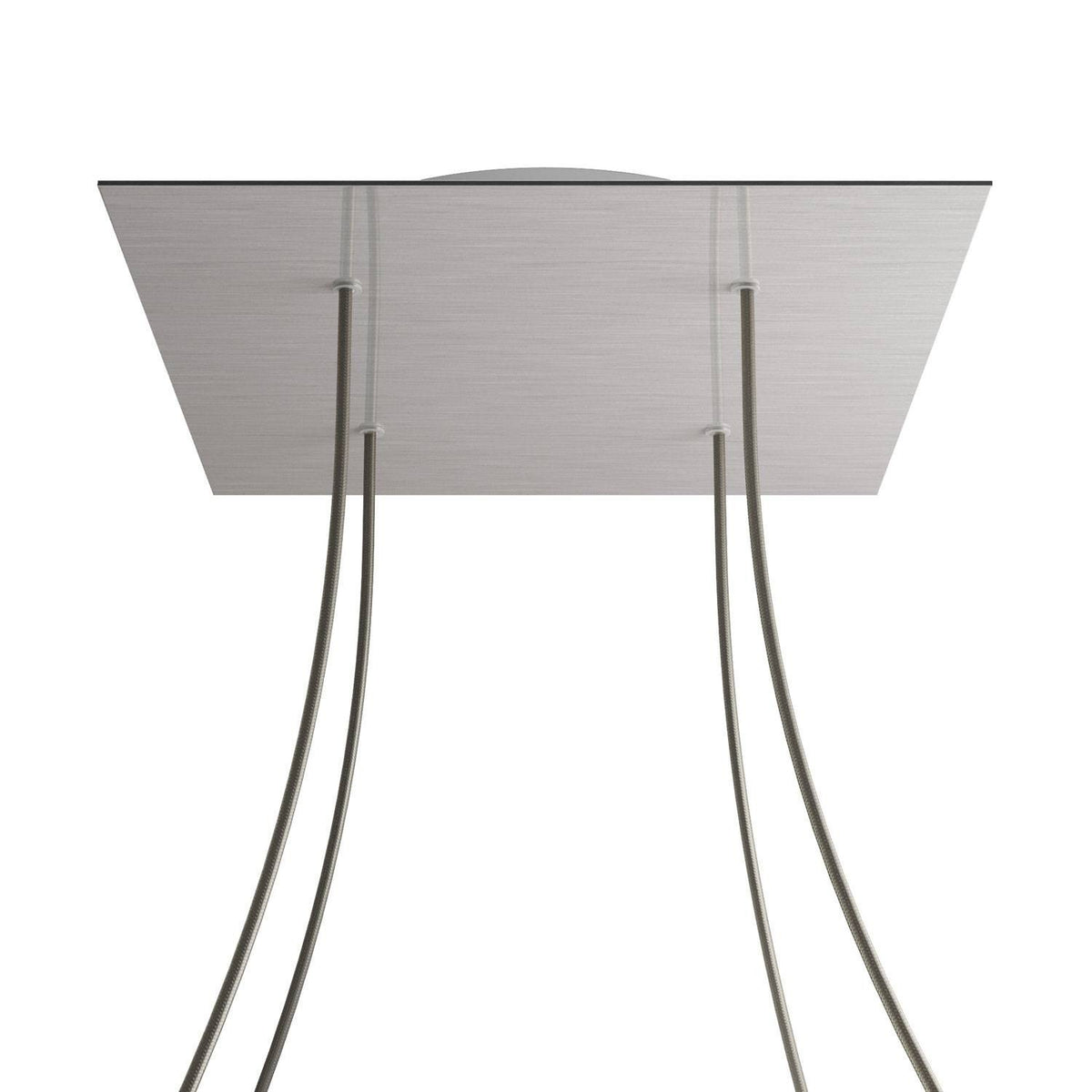 Lampenbaldachin XXL Rose-One quadratisch, 4 Löcher + 4 Seitenlöcher, 40 × 40 cm – Stahl satiniert, Weiss